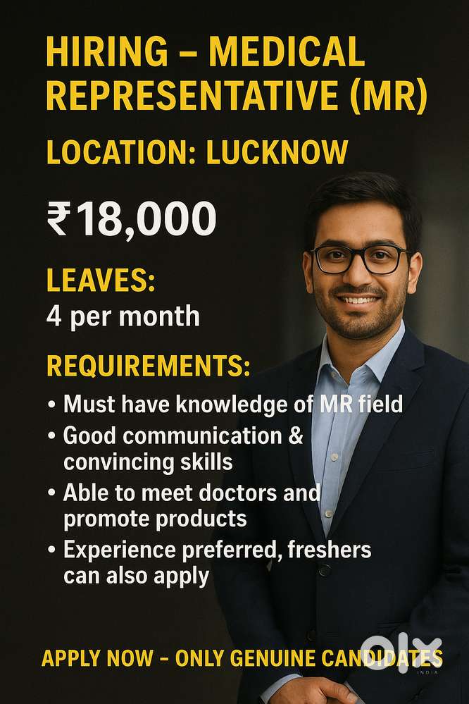 Hiring – Medical Representative (MR)  Location: Lucknow