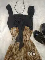 Tiger print ribbon dress