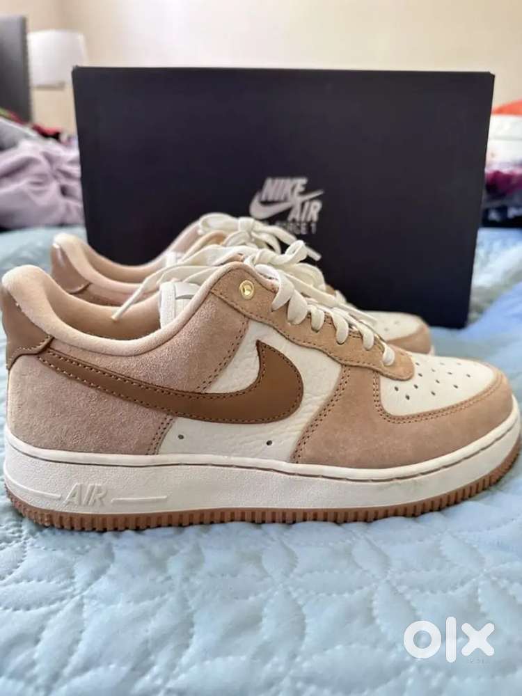 Nike Brown & White Air Force Sneakers For Men