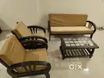 Teak Wood 5-Seater Sofa Set with Center Table – Good Condition