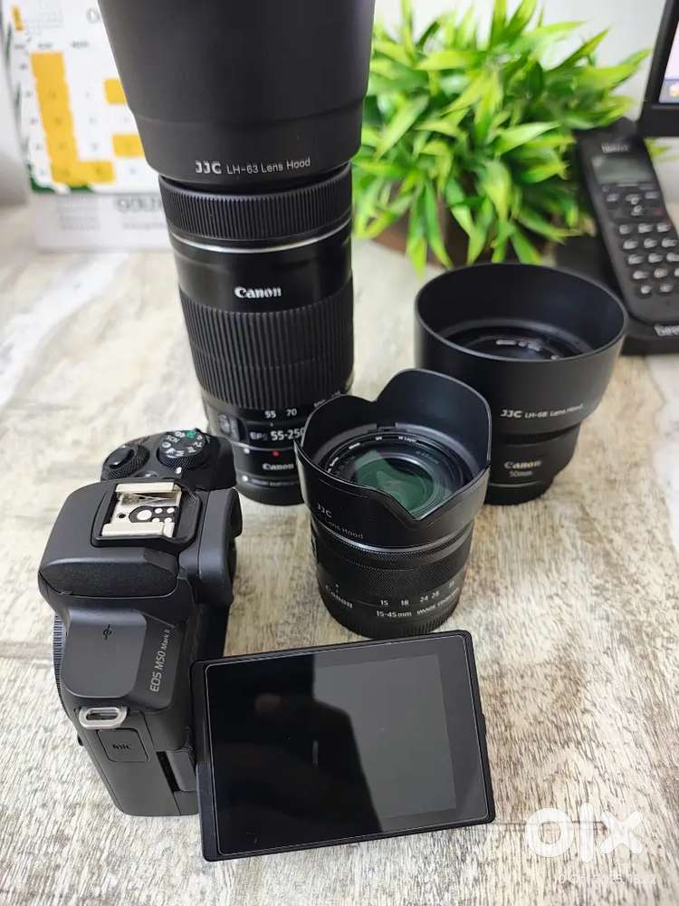 Canon M50 Mark ll + M Adapter + 50MM + 55-250MM lenses