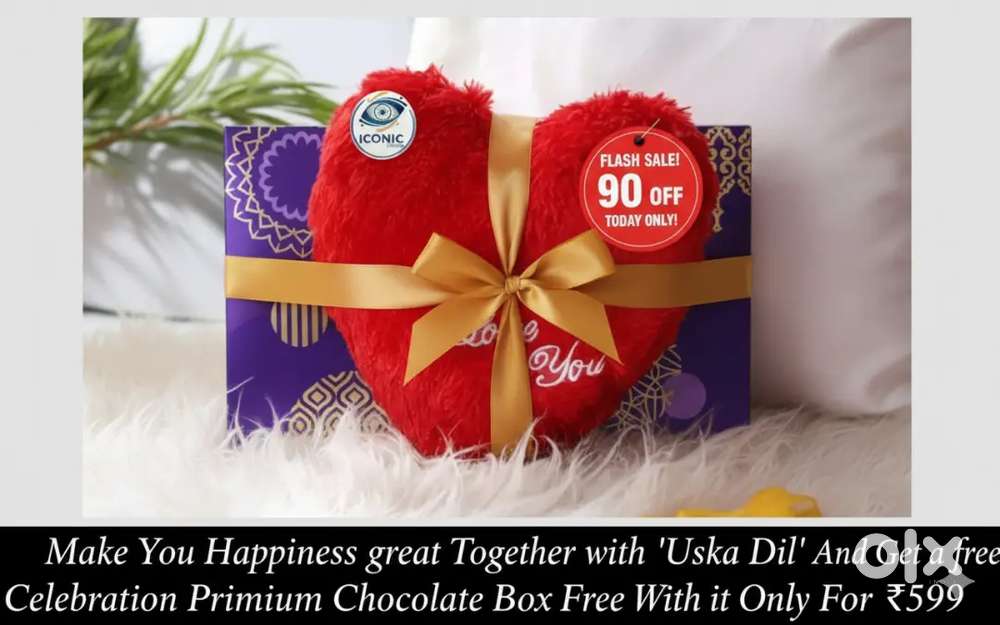 Love You Heart Pillow + FREE Cadbury Celebrations Box - Only ₹599!