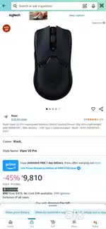 Razer Viper V2 Pro Hyperspeed Wireless Optical Gaming Mouse: 58g