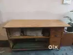 Iron table with wooden top