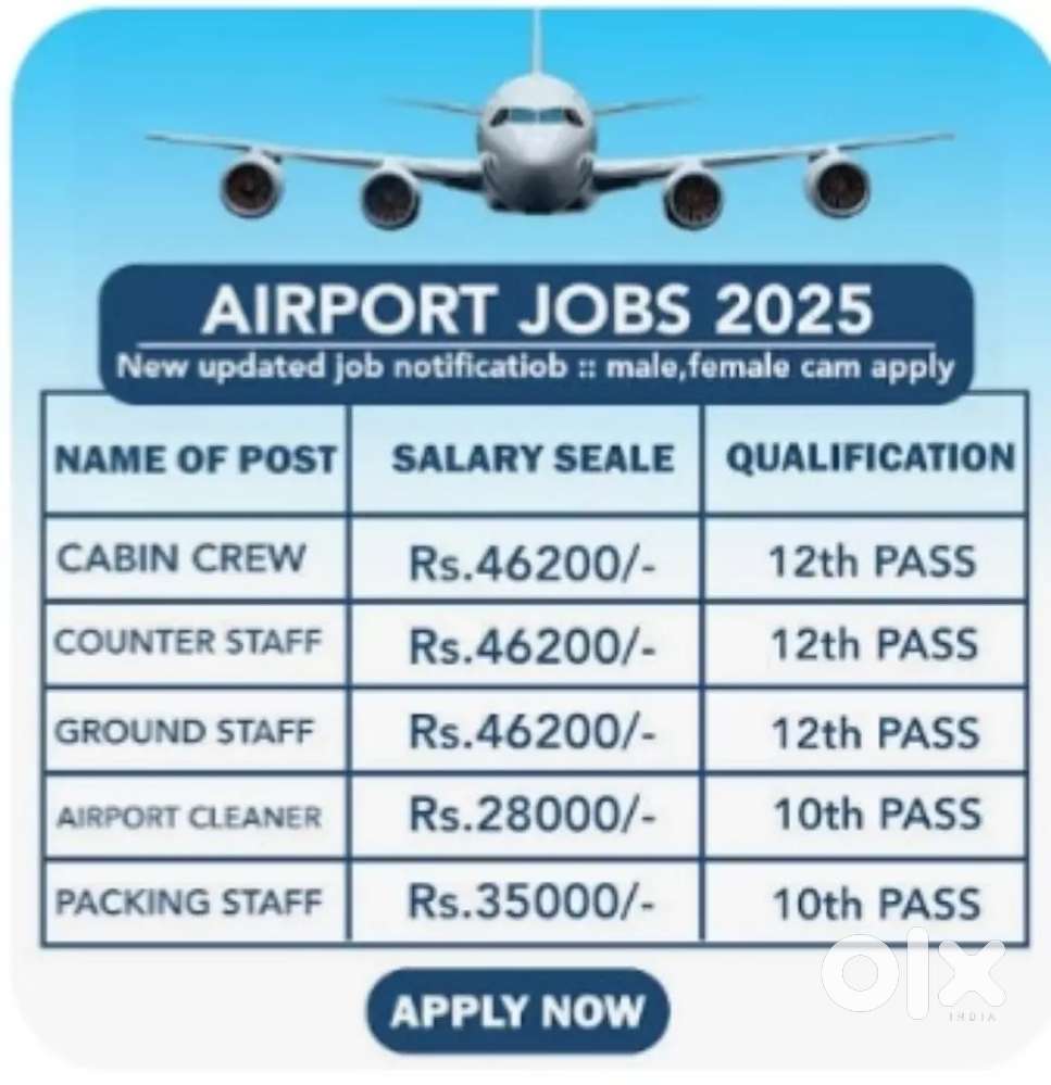 Hiring for Fresher Candidates Airport & Ground Staff, Ticketing..
