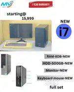 CPU - i5 Process  Monitor  Keyboard Mouse  Ram - 8GB DDR3