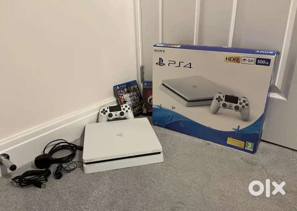 BUNDLE Sony PlayStation 4 Slim 500GBConsoleinGlacierWhitewith2GamesBOX