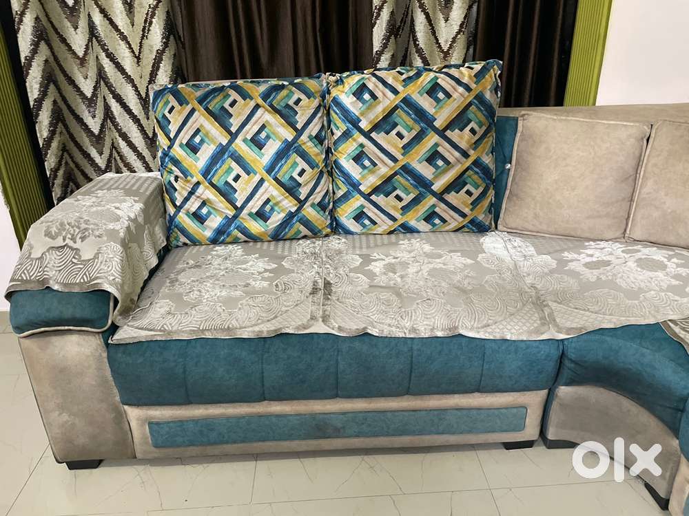 6 Seater Sofa with giant glass table