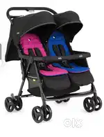 Joie aire twin stroller & canopy- black pink & blue !