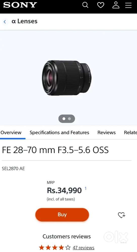 Sony full frame SEL2870 FE 28-70mm F3.5-5.6 OSS
Lens for a7s mii miii
