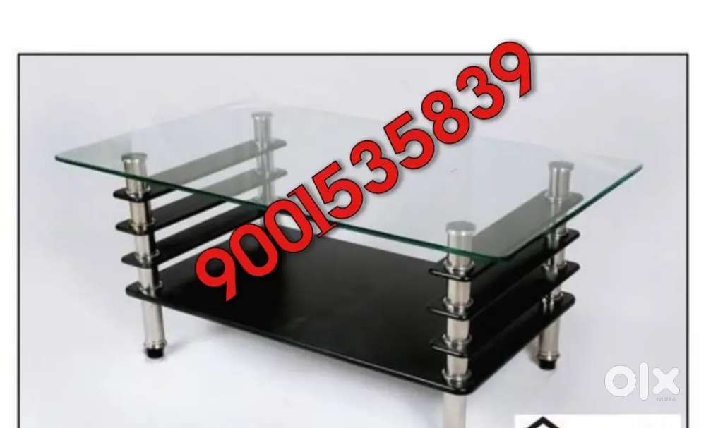Stock clearance sale New glass top center table coffee table cafe ta