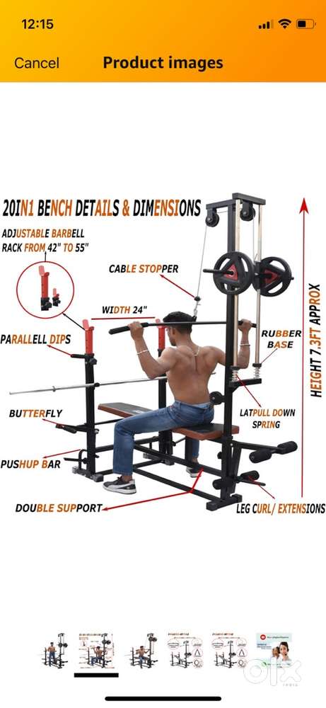 Gym complete set 100kg with bench