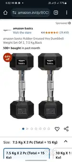 Rubber encased hex dumbbell