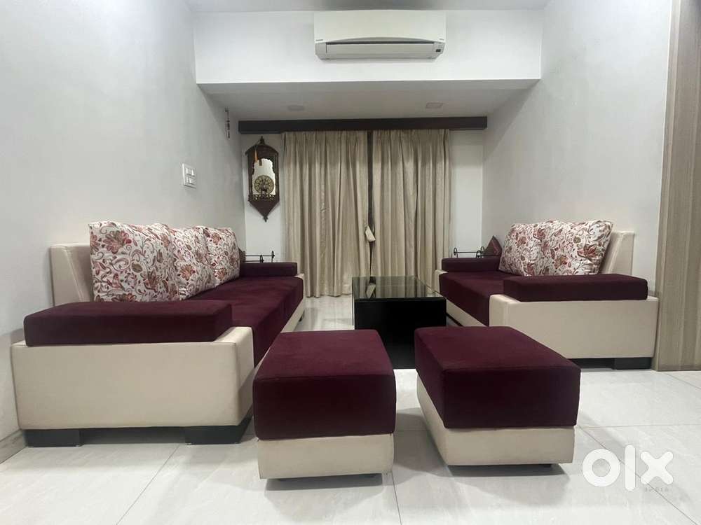 Sofa set 3 seater, 2 seater, center table and 2 settes