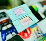 Nintendo Ds console with games