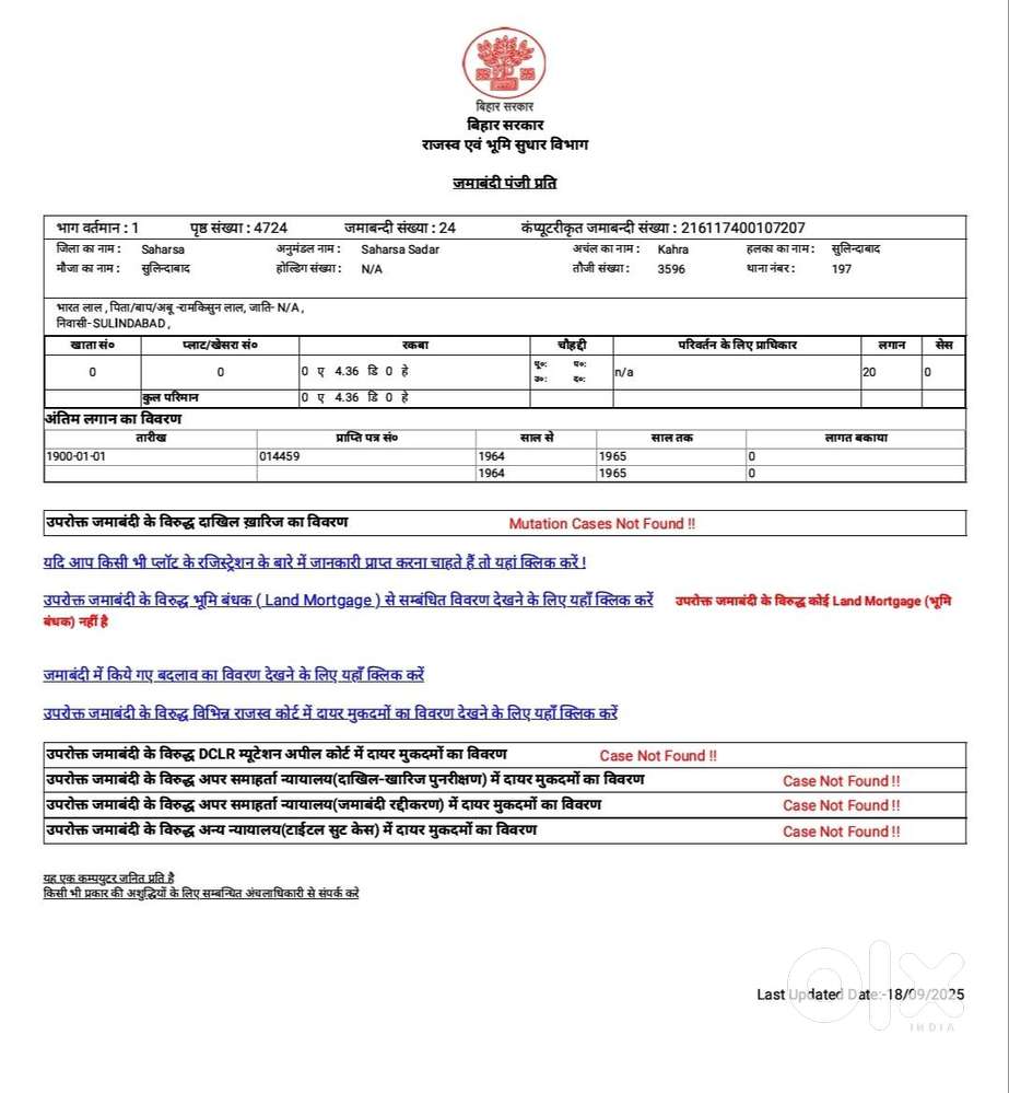 Empty Land in Lal Bagh For Sale Batraha Saharsa Land Face Of NH - 107