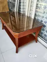 Premium Wooden Center Table with Glass Top (Made in Saudi Arabia)