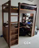 Bunk bed with study table, cabinets and shelves (custom made)