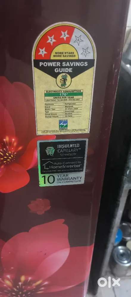 Whirlpool 190L Fridge — 5 yr old, no repairs, 10-yr War, Bill+War docs