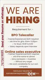 We have 12-15 post for telecaller and backend office
