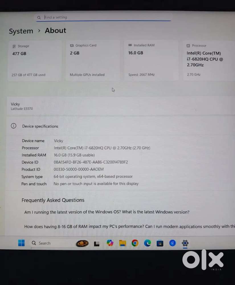 Dell laptop i76th generation