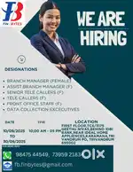 Assistant manager, Branch manager, front office, Telecaller