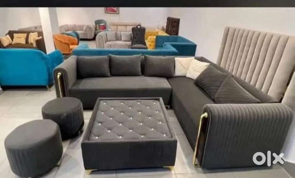 New L shape fabric corner sofa set,