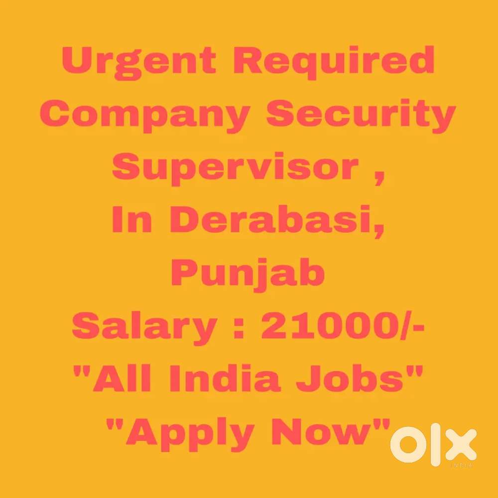 Chandigarh Supervisor immediate joining