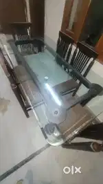 6 seater big glass dining table