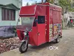 Food Cart Van, Electric Vehicle, 3 Burner, Red Colour, With LED Light