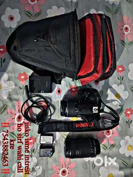Canon eos 1300d with 55,250 + 18,55 lense.