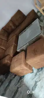 L safe sofa set 2 puffy 1 center table