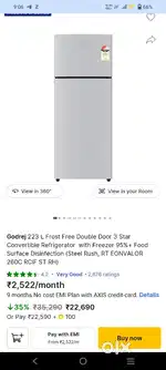 Godrej 223L double door fridge