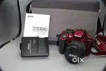 Red Nikon D3300 24.2MP DSLR + Kit Lens and Case - Mint S/C 875