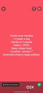 Home cook needed for family of 2 people