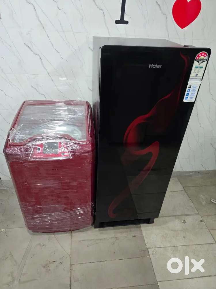 Single door glass finish model Haier refrigerator, Meroon colour godre