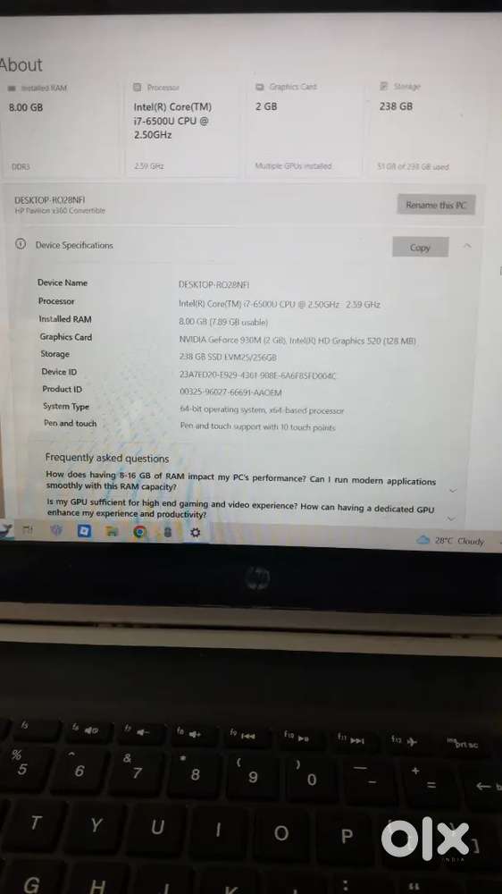 i7 -6500U.  2.50 GHZ