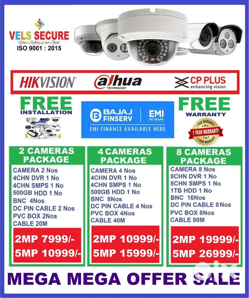MEGA   DISCOUNT  SALE OF     2MP HIKVISION or DAHUA or CP PLUS CCTV CA
