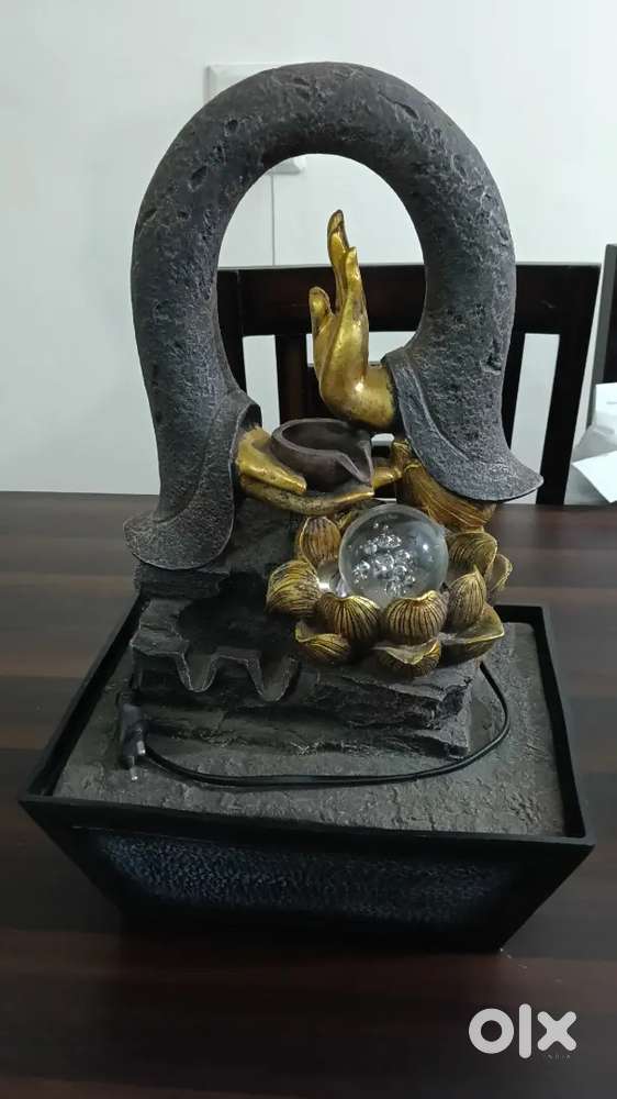Modern ceramic figurines with water pump and lighting ball