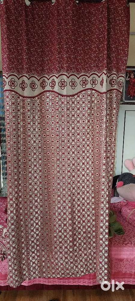 Curtains with curtain rods used for sale