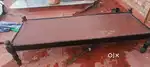 Wooden sofa set with cushion, centre table, cot with mattress, Diwan