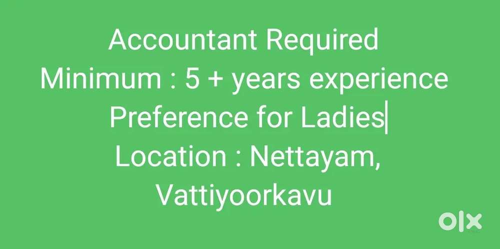 Required Accountant 5 + years experience