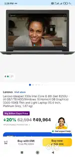 Lenovo IdeaPad fresh and new condition purchased price 55000