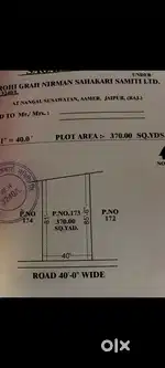 370Gaj Plot for Sale in Just 30,00,000 Nearby Jaipur