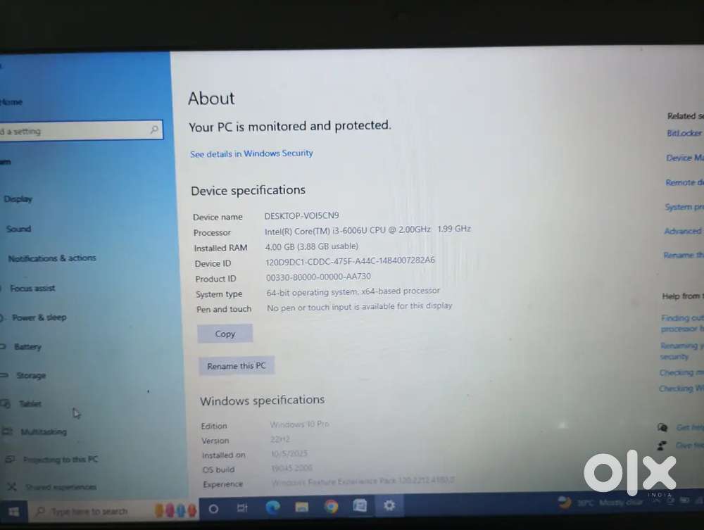 Lenovo laptop I3-6th gen 4Gb Ram, Harddisk500Gb
