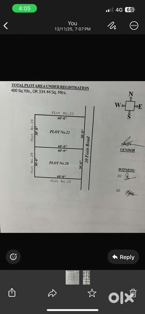 East facing with 100% vastu Plot for Sale