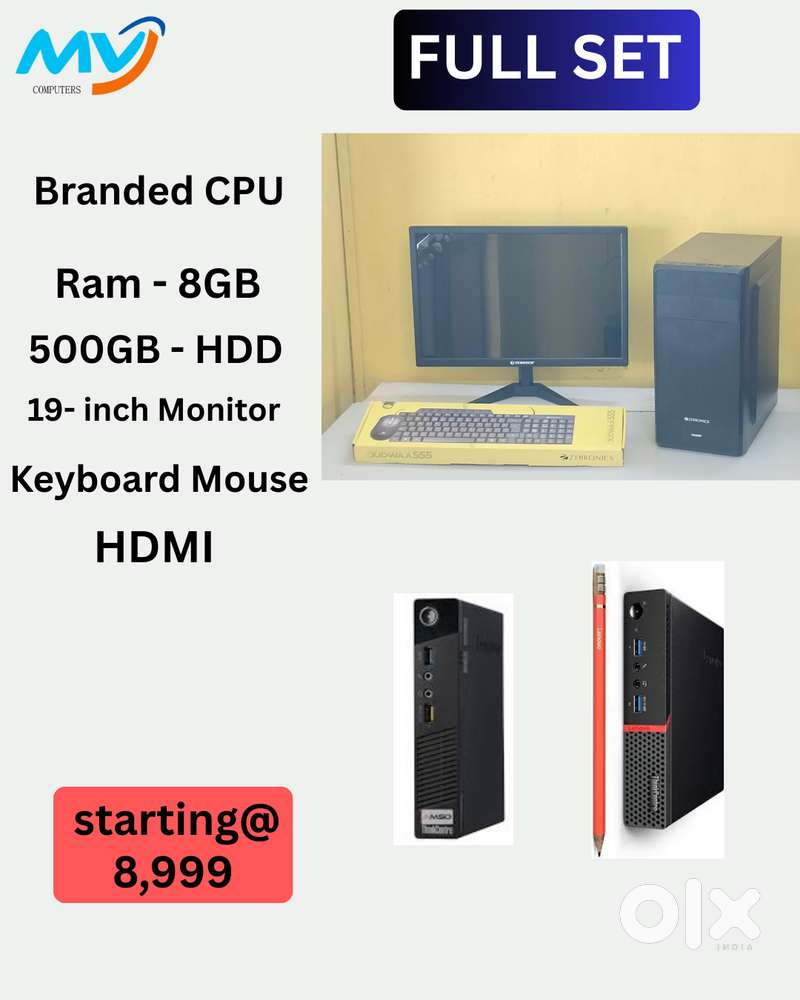 Full Set @ Low Price  CPU - Branded Intel  Hard Disk - 500GB  Monitor