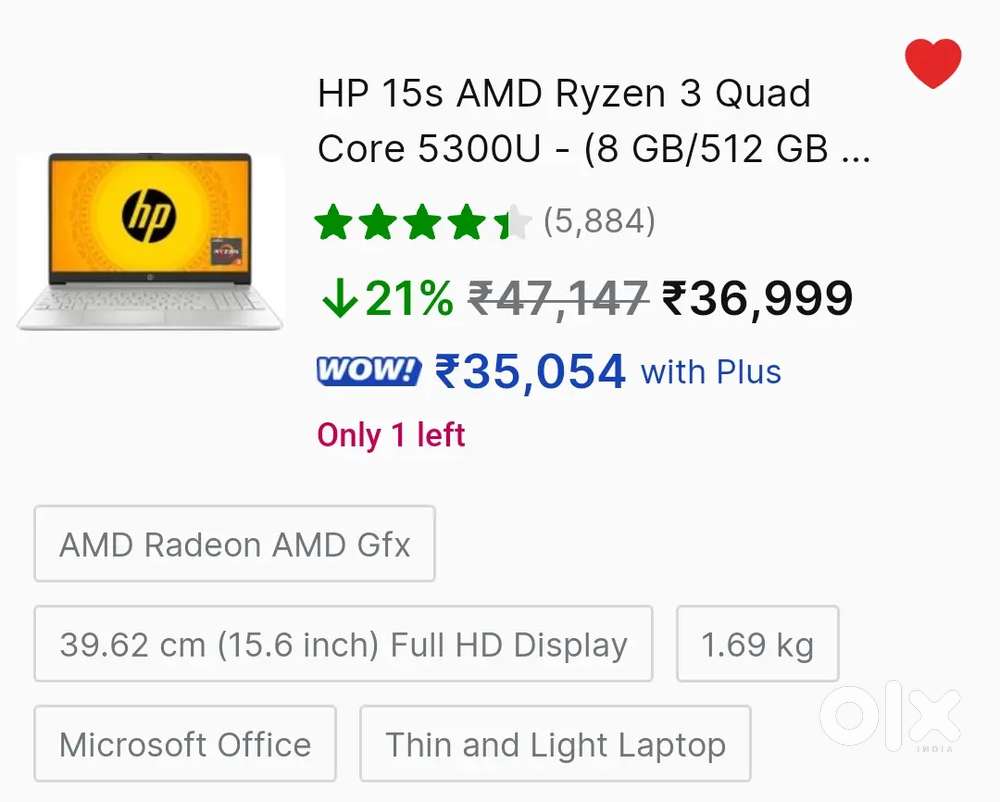 HP Amd ryzen 3 - 8/512 silver