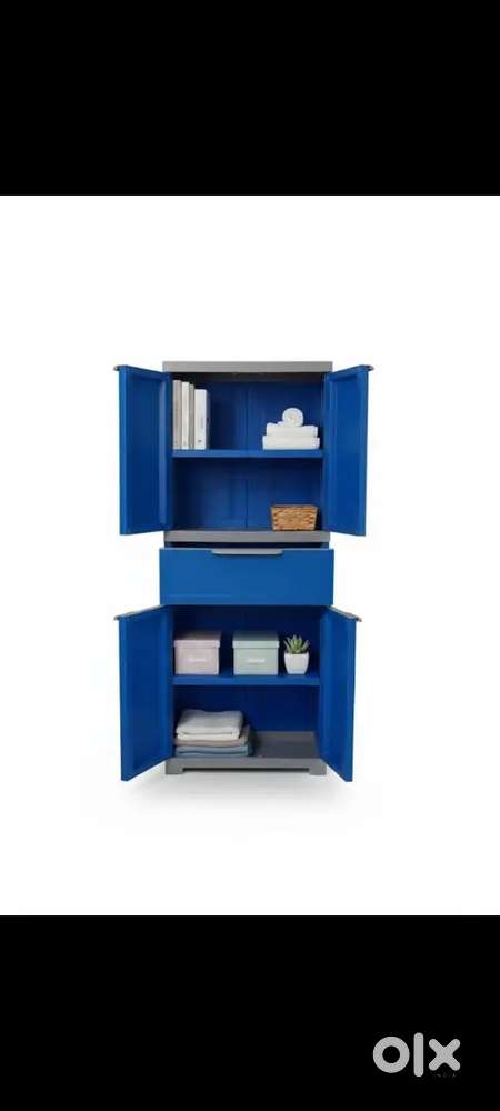 Blue Storage Cabinet with Shelves& Drawer