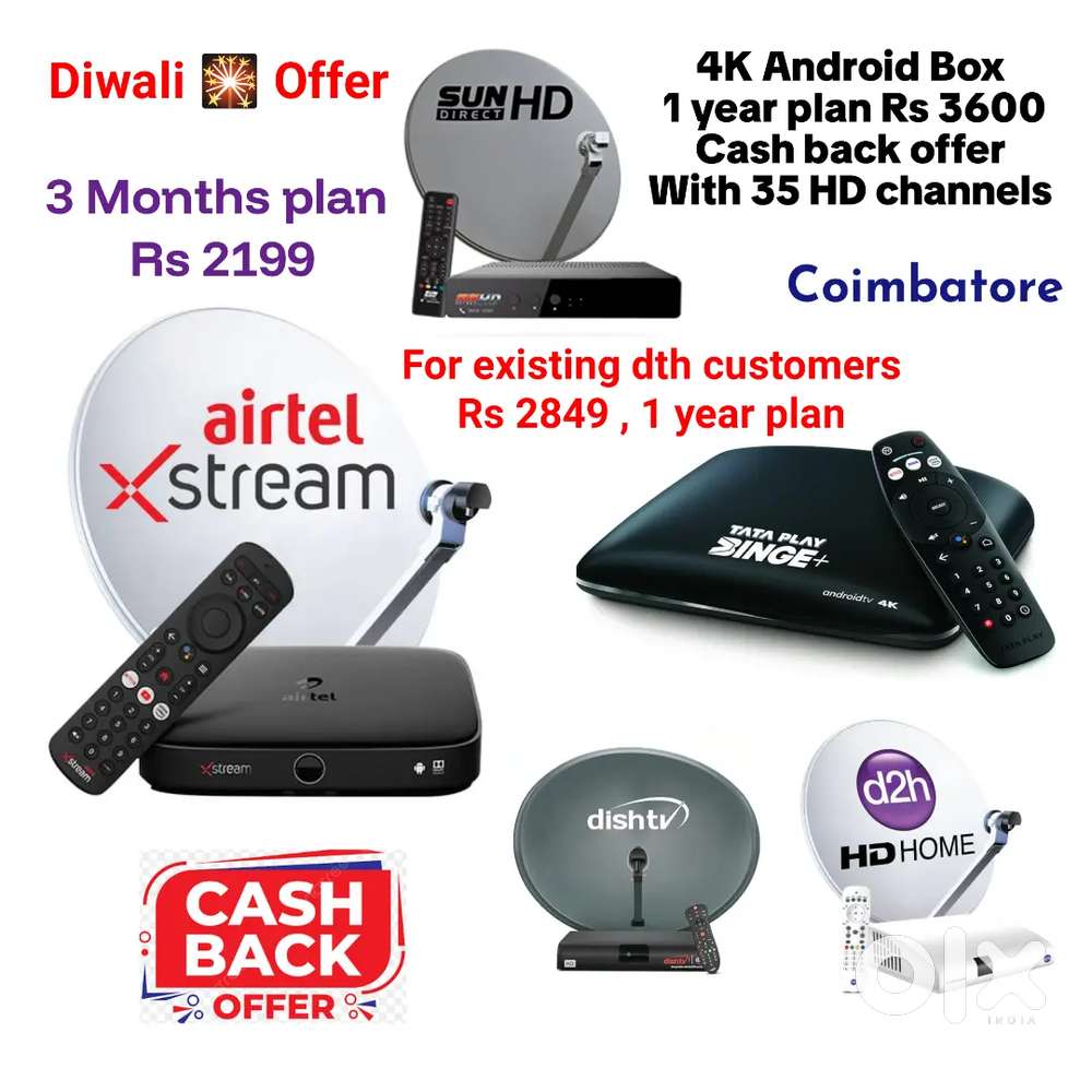AIRTEL DTH ! TATÀ ! SUNDIRECT ! PLÀY ! DISHTV ! VIDEOCON D2H ! LED TV